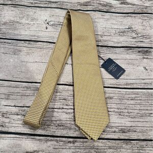 NWT Charles Tyrwhitt Sulby Gold and Blue Lattice Silk Tie